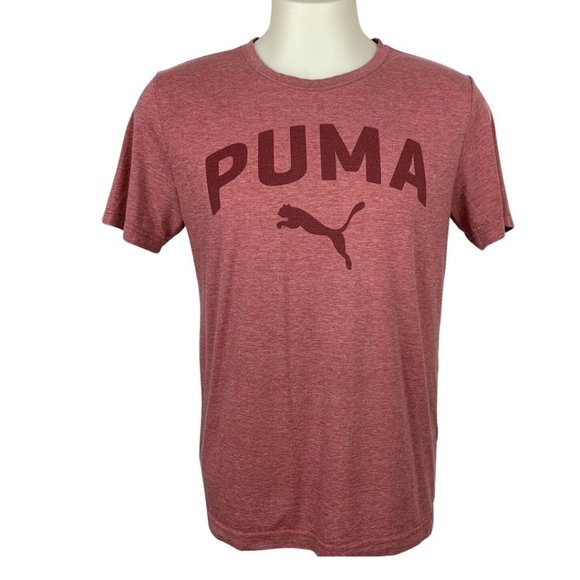 Puma Other - 🍀PUMA Mens T-Shirt Sz M Med Heather Red Logo Crew Neck Short Sleeve Athletic